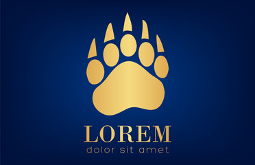 Bear footprint logo. Animal  vector design.