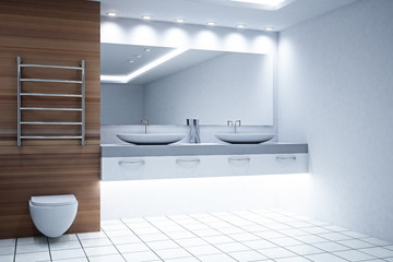 Fototapeta na wymiar Clean wooden bathroom interior