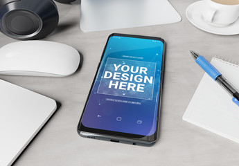 Smartphone Laying on a Desk Mockup