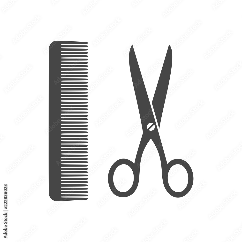 Poster comb and scissors icon
