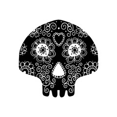 Day of the dead vector illustration skull. Vector illustration set. Tattoo skeleton.