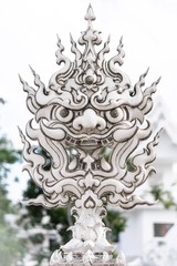 mask, detail, sculpture, white temple, chiang rai, travel, culture, art, architecture 