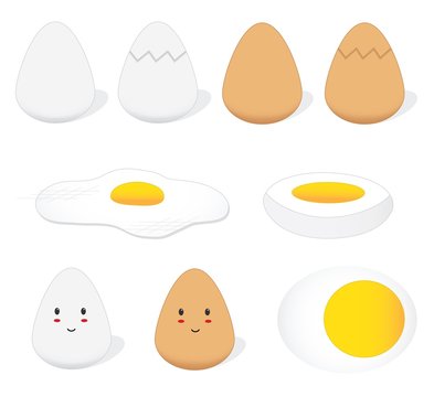 Eggs, sunny side up, hard-boiled, cute eggs