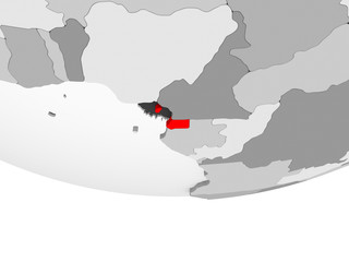 Map of Equatorial Guinea on grey political globe