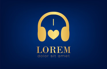 headphone logo vector. i love music.