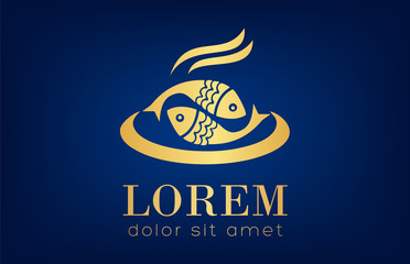 Fish logo vector. Underwater animals.