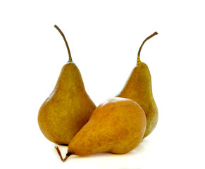 Juicy ripe pear on a white background