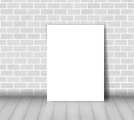 Brick wall with white paper sheet vector