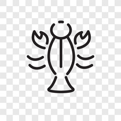 Lobster vector icon isolated on transparent background, Lobster logo design