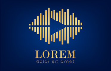 wave sound and play icon vector. Audio equalizer symbol.