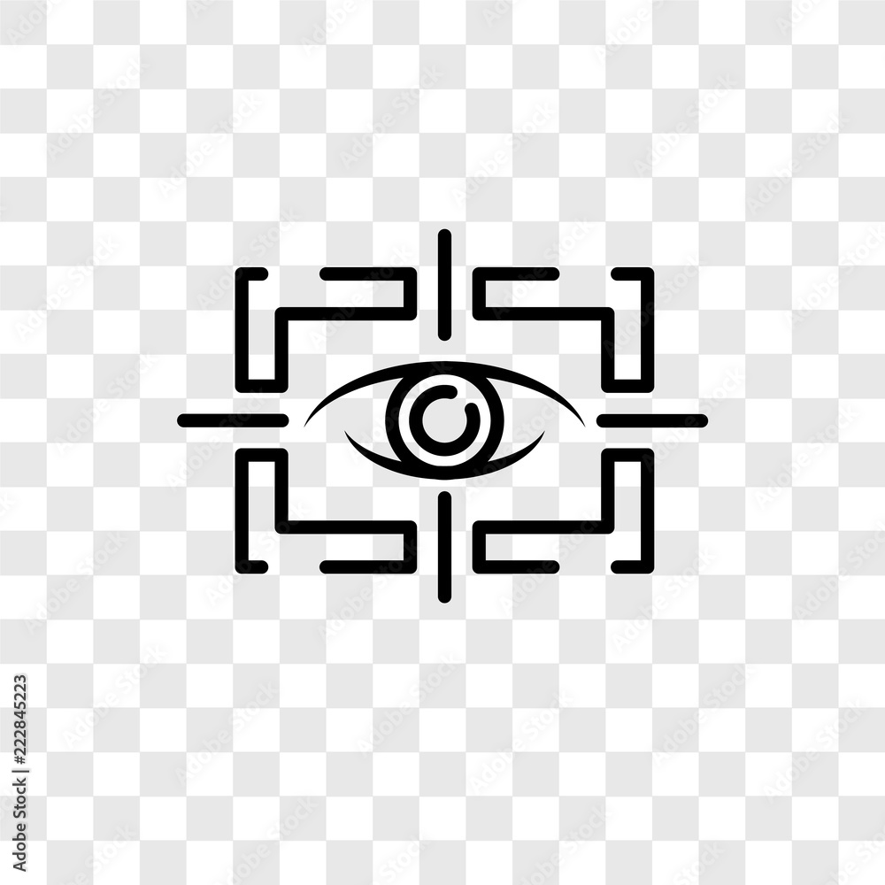 Poster eye scan vector icon isolated on transparent background, eye scan logo design