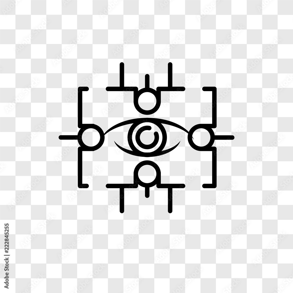 Poster eye scan vector icon isolated on transparent background, eye scan logo design