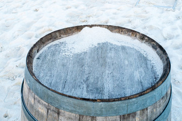 wooden barrel at the beach in stuttgart germany