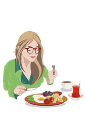 People eating illustration vector
