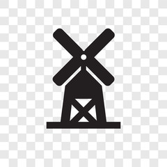Windmill vector icon isolated on transparent background, Windmill logo design