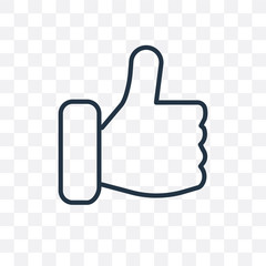 thumbs up icon isolated on transparent background. Simple and editable thumbs up icons. Modern icon vector illustration.