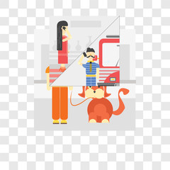 Walking the dog vector icon isolated on transparent background, Walking the dog logo design