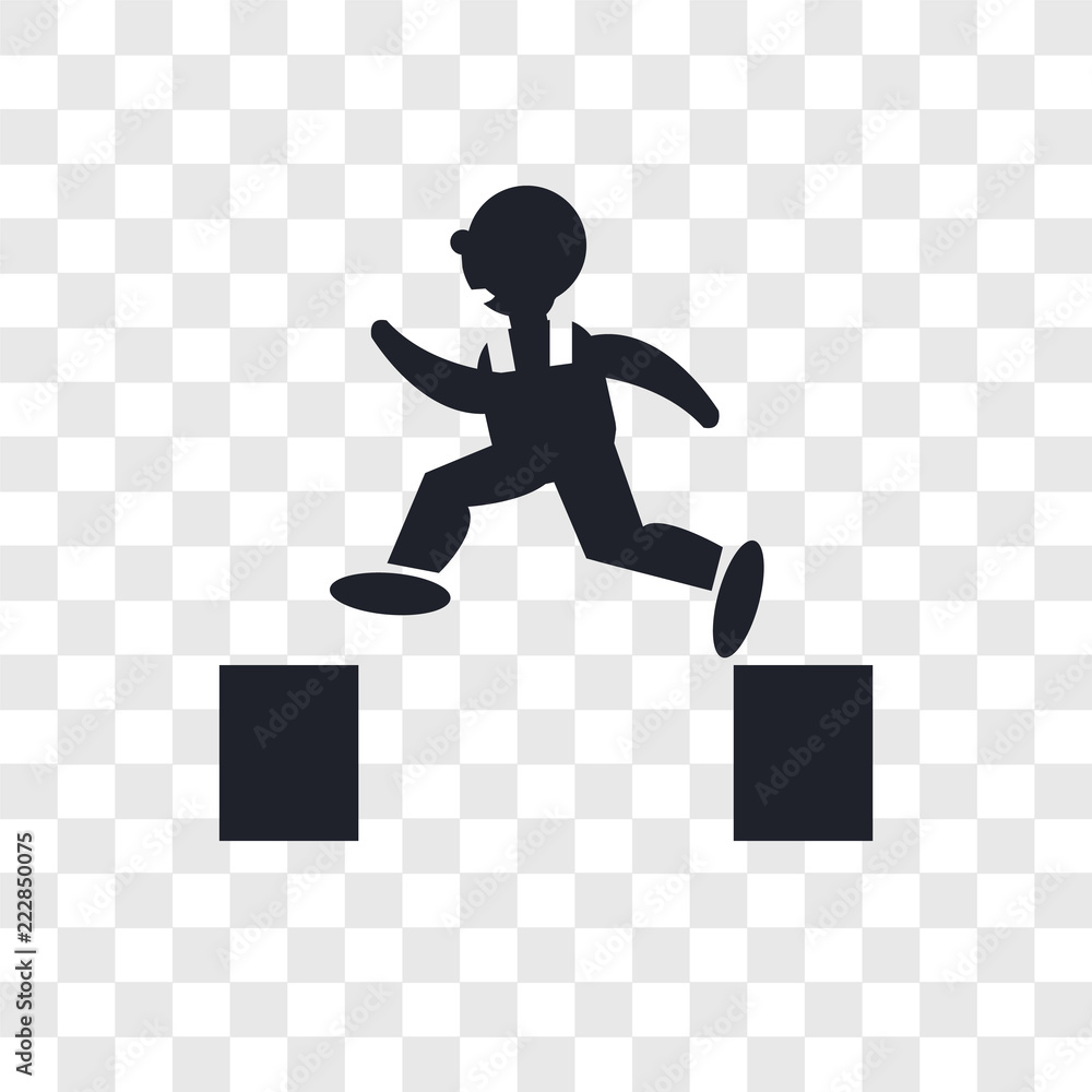 Poster man jumping vector icon isolated on transparent background, man jumping logo design