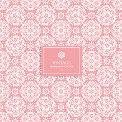 White and pink vintage vector seamless pattern, wallpaper. Elegant classic texture. Luxury ornament. Royal, Victorian, Baroque elements. Great for fabric and textile, wallpaper, or any desired idea.
