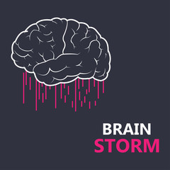 Concept of the thinking process, brainstorming, good idea, brain activity, insight. Flat line vector icon illustration design for your web design and print