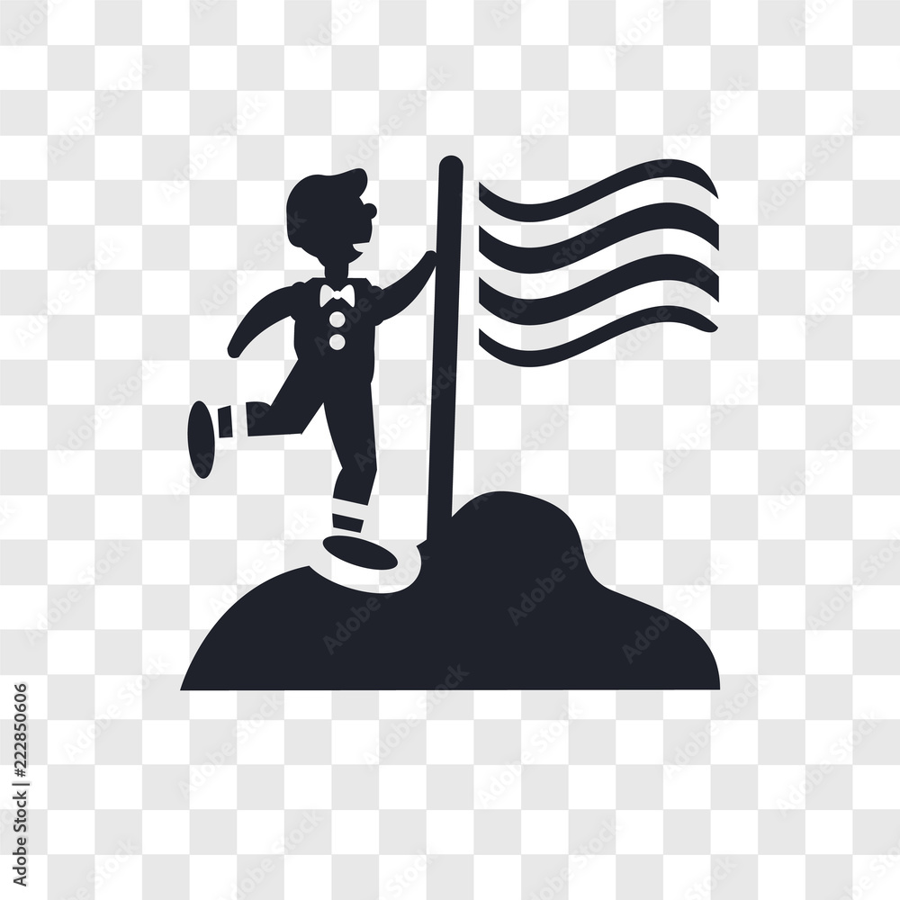 Poster man holding a flag vector icon isolated on transparent background, man holding a flag logo design