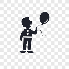 Boy with Balloon vector icon isolated on transparent background, Boy with Balloon logo design