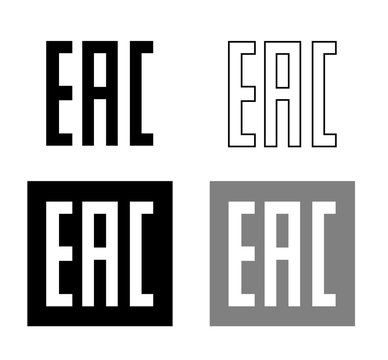 EAC EurAsian Conformity mark Vector isolated mark symbol on black background set