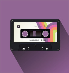 Retro vintage cassette tape flat concept vector illustration