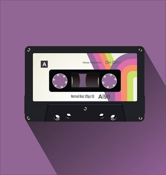Retro Vintage Cassette Tape Flat Concept Vector Illustration