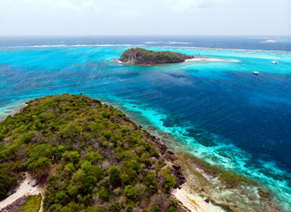 Fototapeta premium Top view of Tobago cays