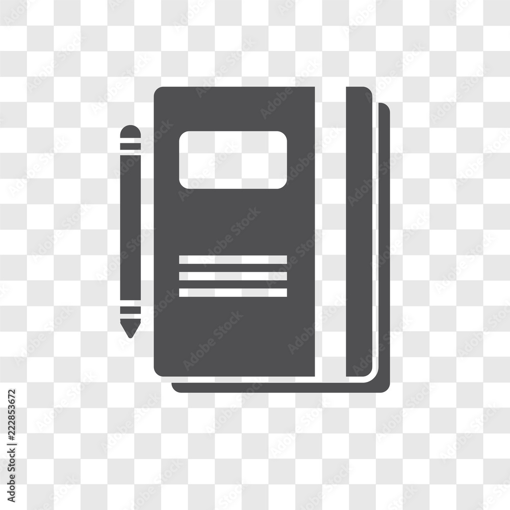 Poster notebook vector icon isolated on transparent background, notebook logo design