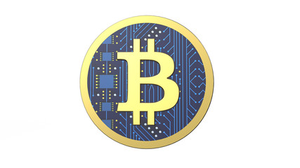 3D illustration of Cryptocurrency Bitcoin