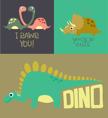 Naklejka premium Card with cute dino