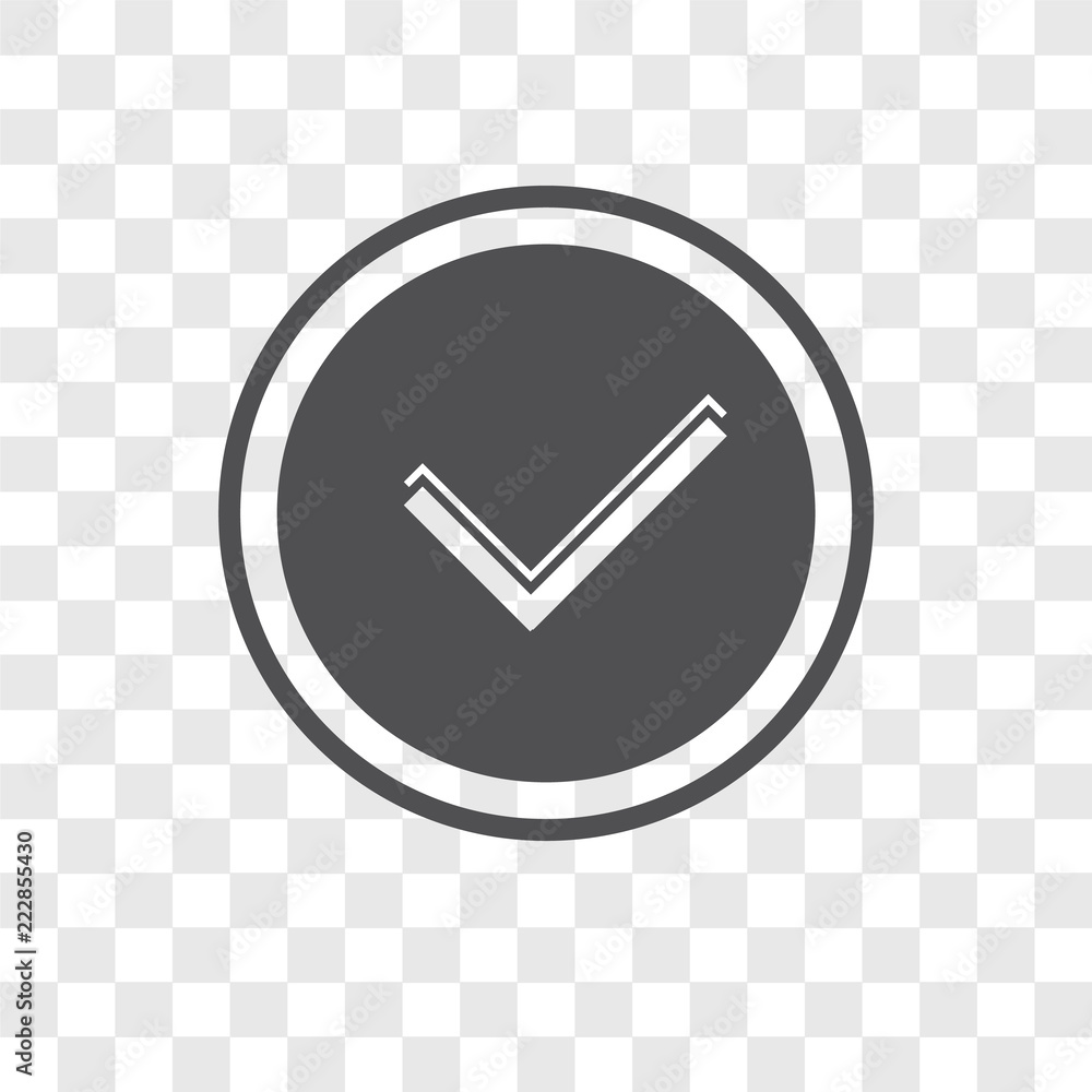 Poster checked vector icon isolated on transparent background, checked logo design