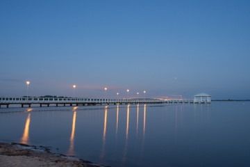 Fototapeta na wymiar Beautiful small pier on the lake in the early morning