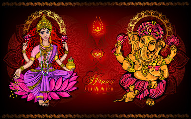 Happy Diwali Lakshmi and Ganesha