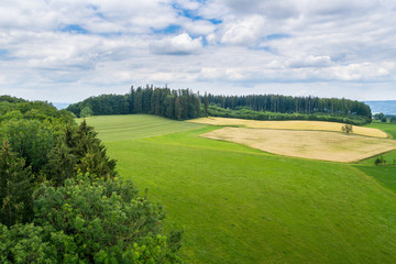 Obraz premium Germany, Beautiful rural countryside of green fields and forest