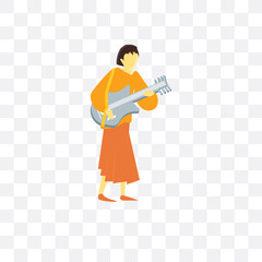 girl playing guitar icon isolated on transparent background. Simple and editable girl playing guitar icons. Modern icon vector illustration.