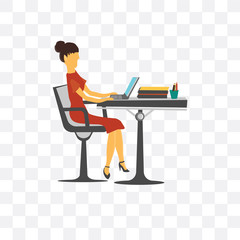woman working in the office icon isolated on transparent background. Simple and editable woman working in the office icons. Modern icon vector illustration.