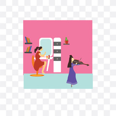 girls playing violin icon isolated on transparent background. Simple and editable girls playing violin icons. Modern icon vector illustration.