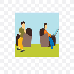 persons sitting and working icon isolated on transparent background. Simple and editable persons sitting and working icons. Modern icon vector illustration.