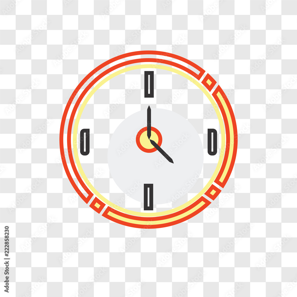 Poster circular clock vector icon isolated on transparent background, circular clock logo design