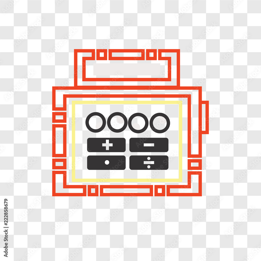 Poster calculating vector icon isolated on transparent background, calculating logo design