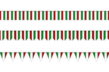 Vector set of realistic isolated party flags for Independence Day in Mexico for decoration and covering on the white background. Concept of Viva Mexico.