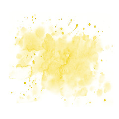 Watercolor hand drawn background yellow with splash.