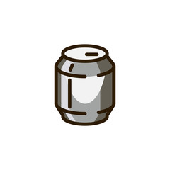 Beverage tin can icon. Metal packing of beer, lemonade, soda, carbonated drink. Alcoholic and nonalcoholic liquid. Label for supermarkets, markets, stores. Pictograph on drink theme. Vector isolated