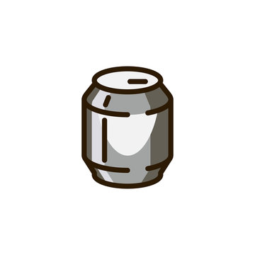 Beverage tin can icon. Metal packing of beer, lemonade, soda, carbonated drink. Alcoholic and nonalcoholic liquid. Label for supermarkets, markets, stores. Pictograph on drink theme. Vector isolated