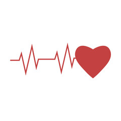 Heartbeat icon. Vector illustration, flat design.