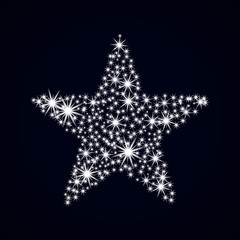 Abstract star nighttime. Glowing spangle. Christmas Card. Vector illustration New year.