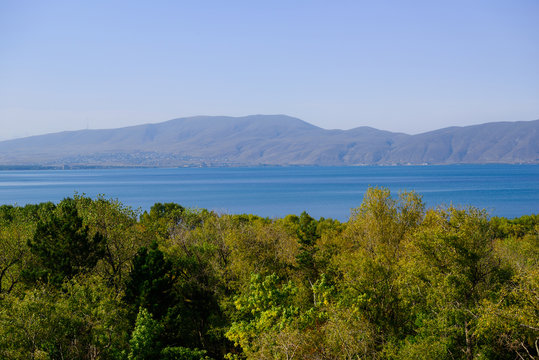 Panoramic view of Lake Sevan, Armenia